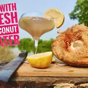 cocktail with gin and fresh coconut water